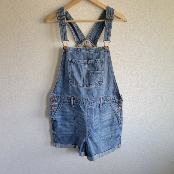 American Eagle Tomgirl Shortall Jean Overalls Womens Size L - Picture 2 of 10